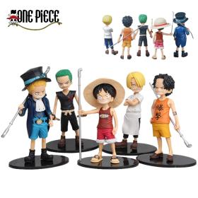 Pack de 5 Pcs Figurines One Piece Luffy Ace Zoro Sanji Sabo