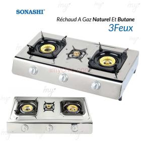 Réchaud A Gaz En Acier Inoxydable 03 Feux Sonashi SGB-300